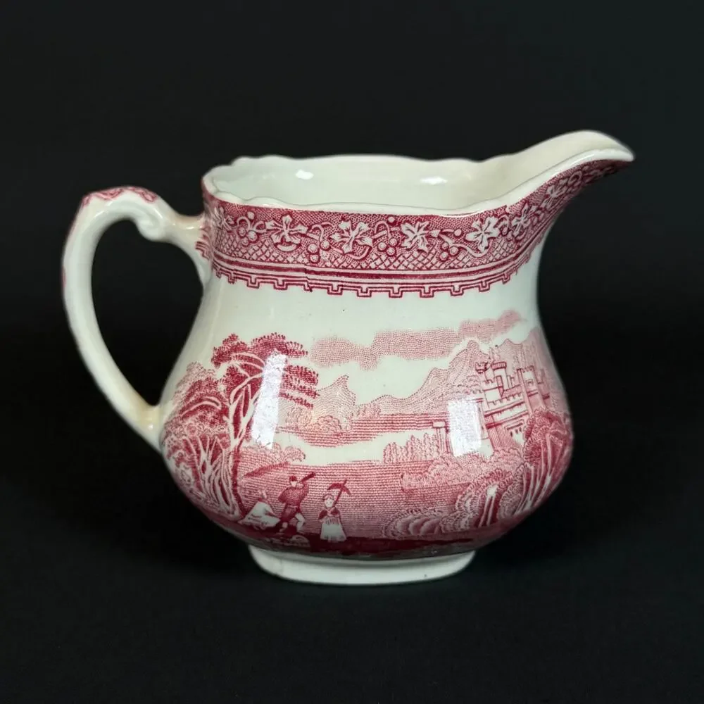 ANTIQUE JENNY LIND ROYAL STAFFORDSHIRE ENGLAND RED CREAMER 3 1/2